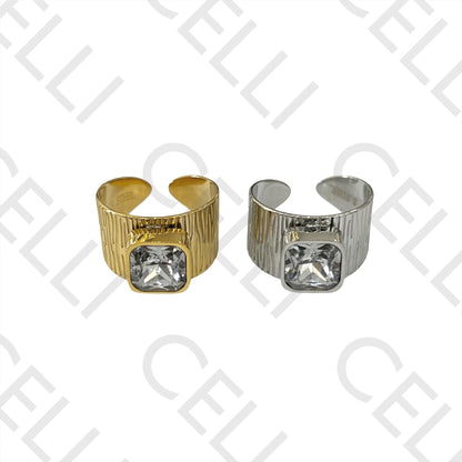 Anel de Aço - Brilhante rectangular