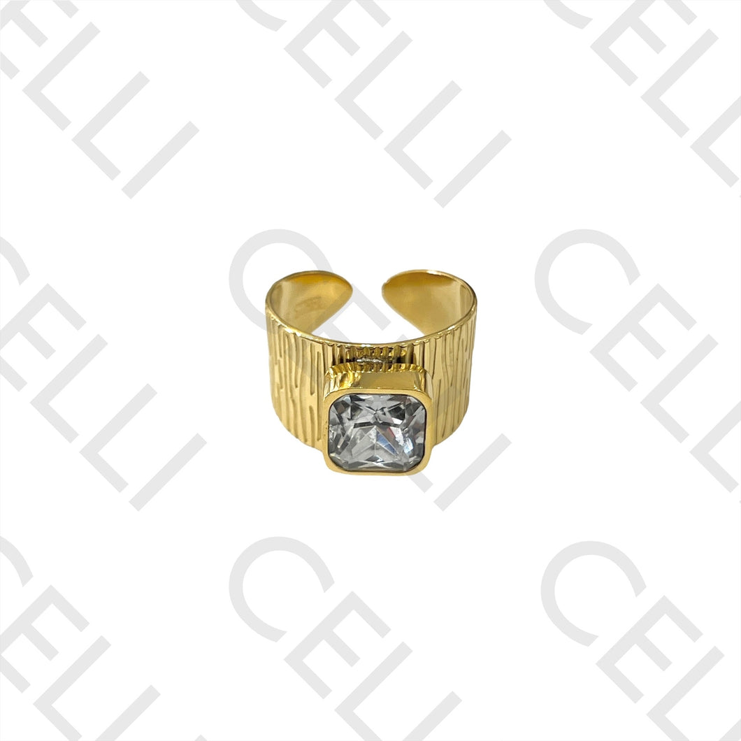 Anillo Acero - Rectangular Brillante