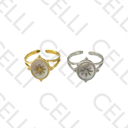 Steel Ring - Mother-of-Pearl and Star