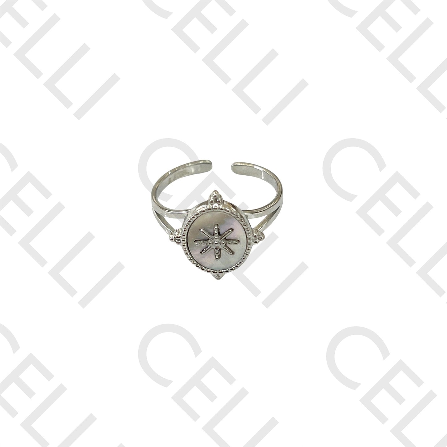 Steel Ring - Mother-of-Pearl and Star