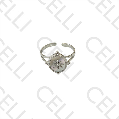 Steel Ring - Mother-of-Pearl and Star