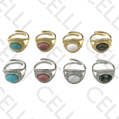 Steel Ring - with natural stone