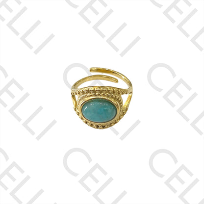 Steel Ring - with natural stone