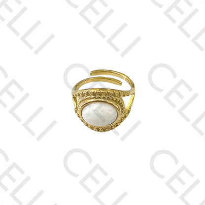 Steel Ring - with natural stone