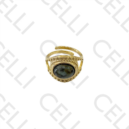 Steel Ring - with natural stone