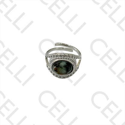 Steel Ring - with natural stone