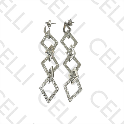 Colar / Pulseira / Brinco de Aço - Losango martelado