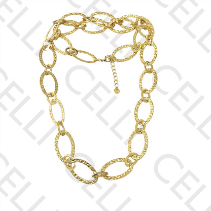 项链/手链/耳环 - 锤打椭圆形不锈钢