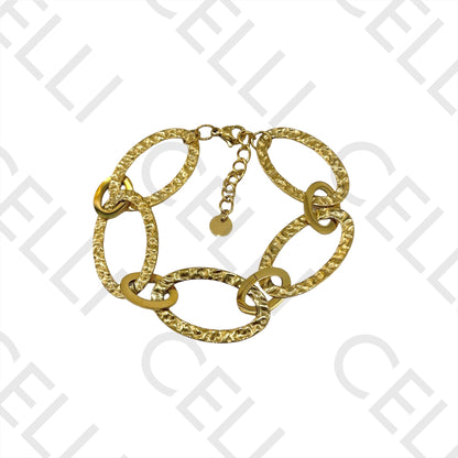 项链/手链/耳环 - 锤打椭圆形不锈钢