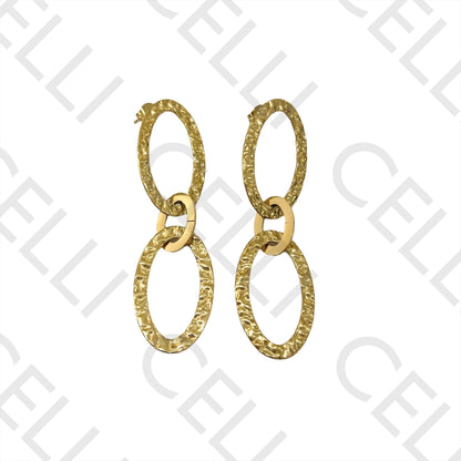 项链/手链/耳环 - 锤打椭圆形不锈钢