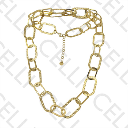 项链/手链/耳环 - 锤打椭圆形不锈钢