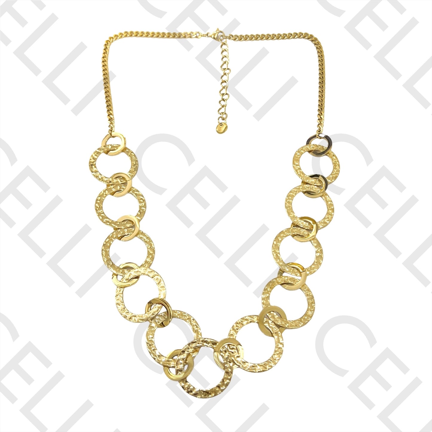 不锈钢项链/耳环 - 锤打圆形