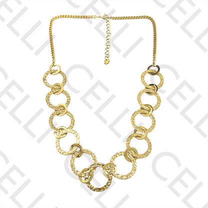 不锈钢项链/耳环 - 锤打圆形