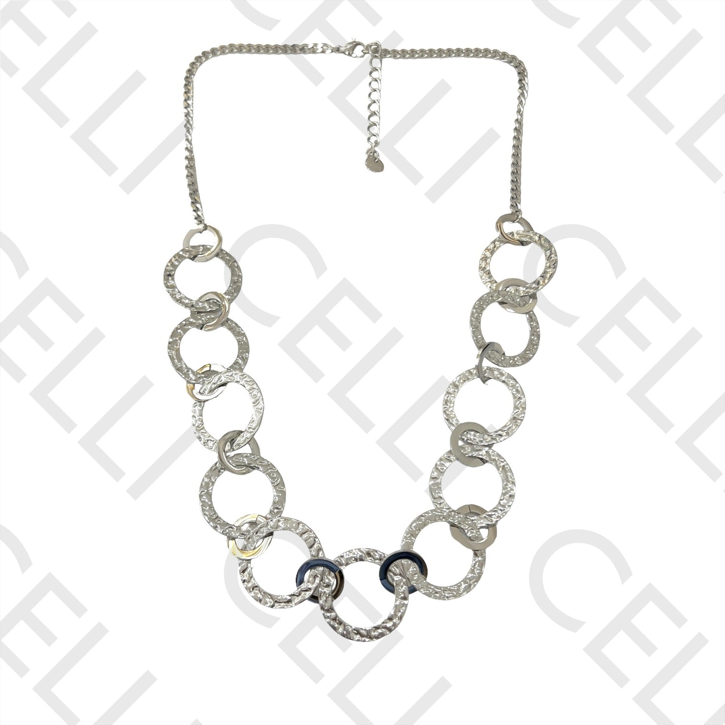 不锈钢项链/耳环 - 锤打圆形