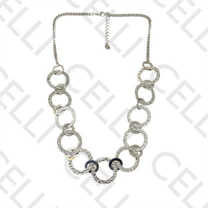 不锈钢项链/耳环 - 锤打圆形