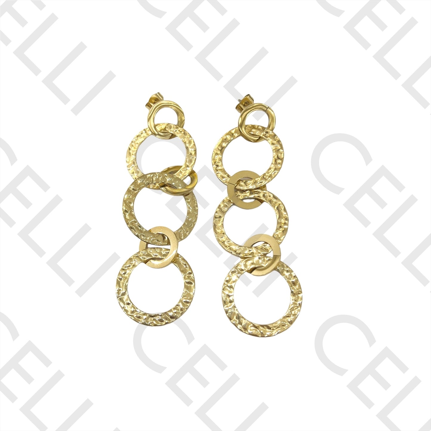 不锈钢项链/耳环 - 锤打圆形