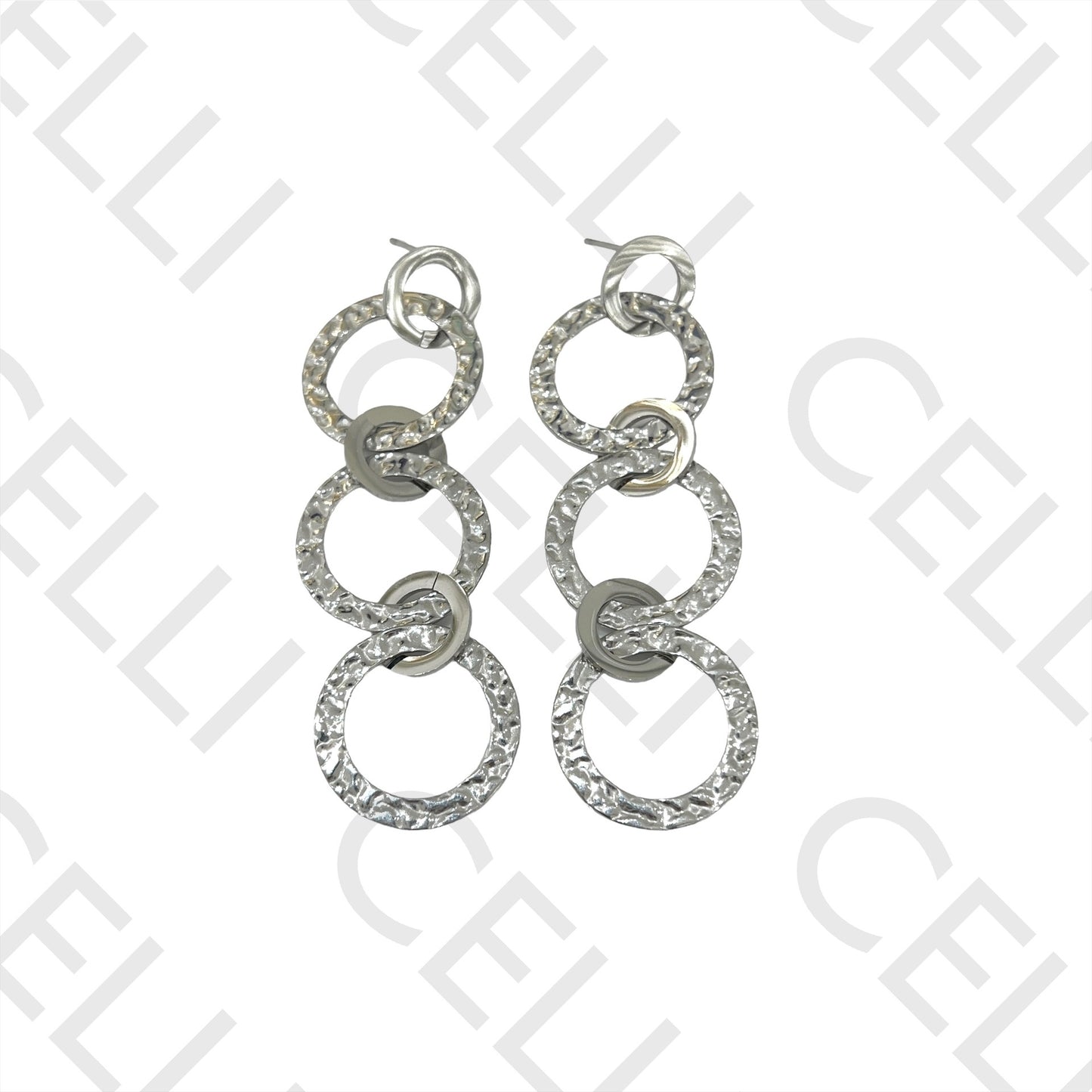 不锈钢项链/耳环 - 锤打圆形