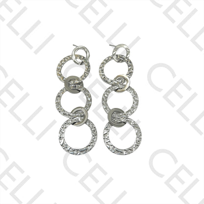 不锈钢项链/耳环 - 锤打圆形