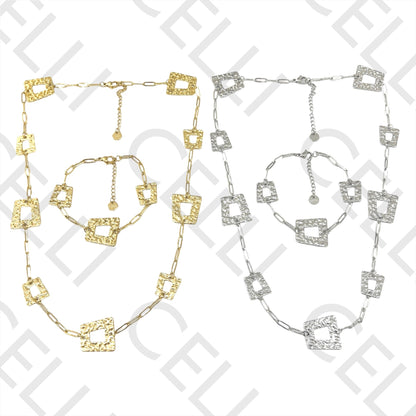 Collar/Pulsera de Acero - Cuadrado Martillado
