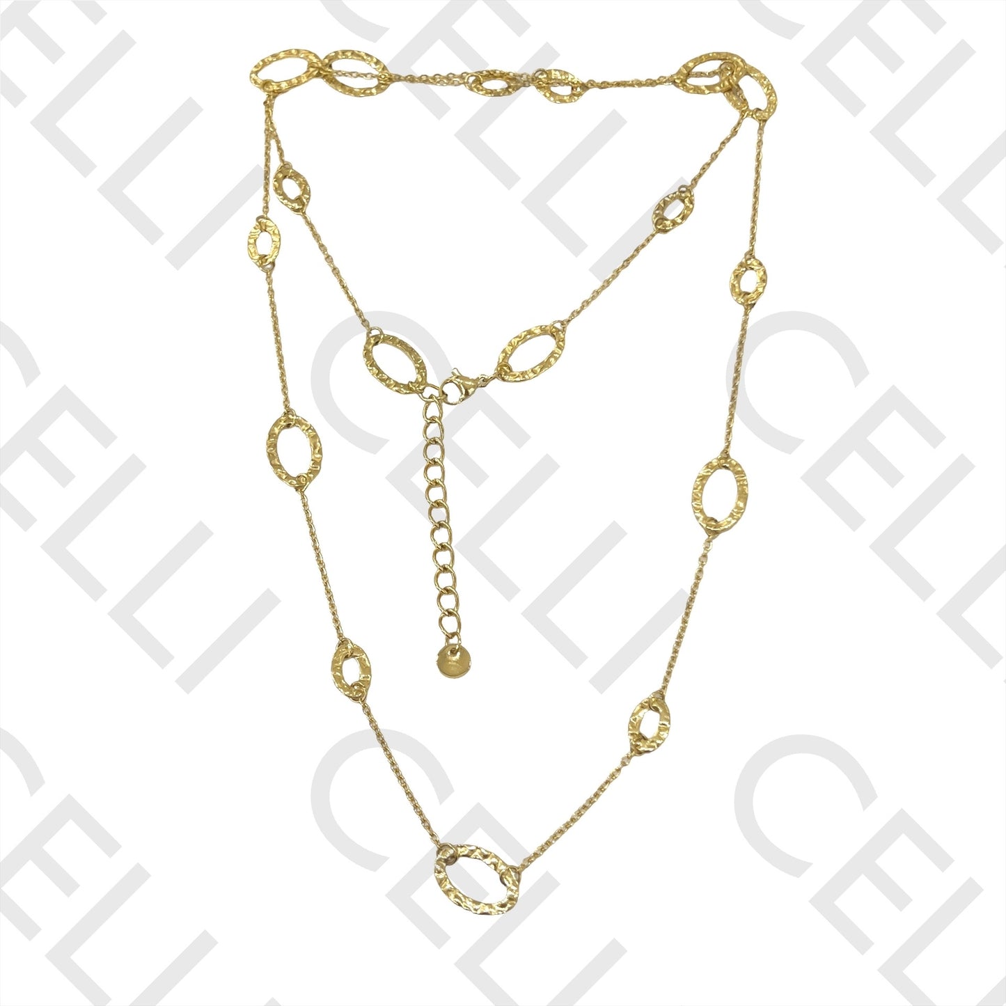 项链/手链/耳环 - 锤打椭圆形不锈钢