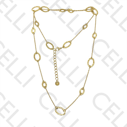 项链/手链/耳环 - 锤打椭圆形不锈钢