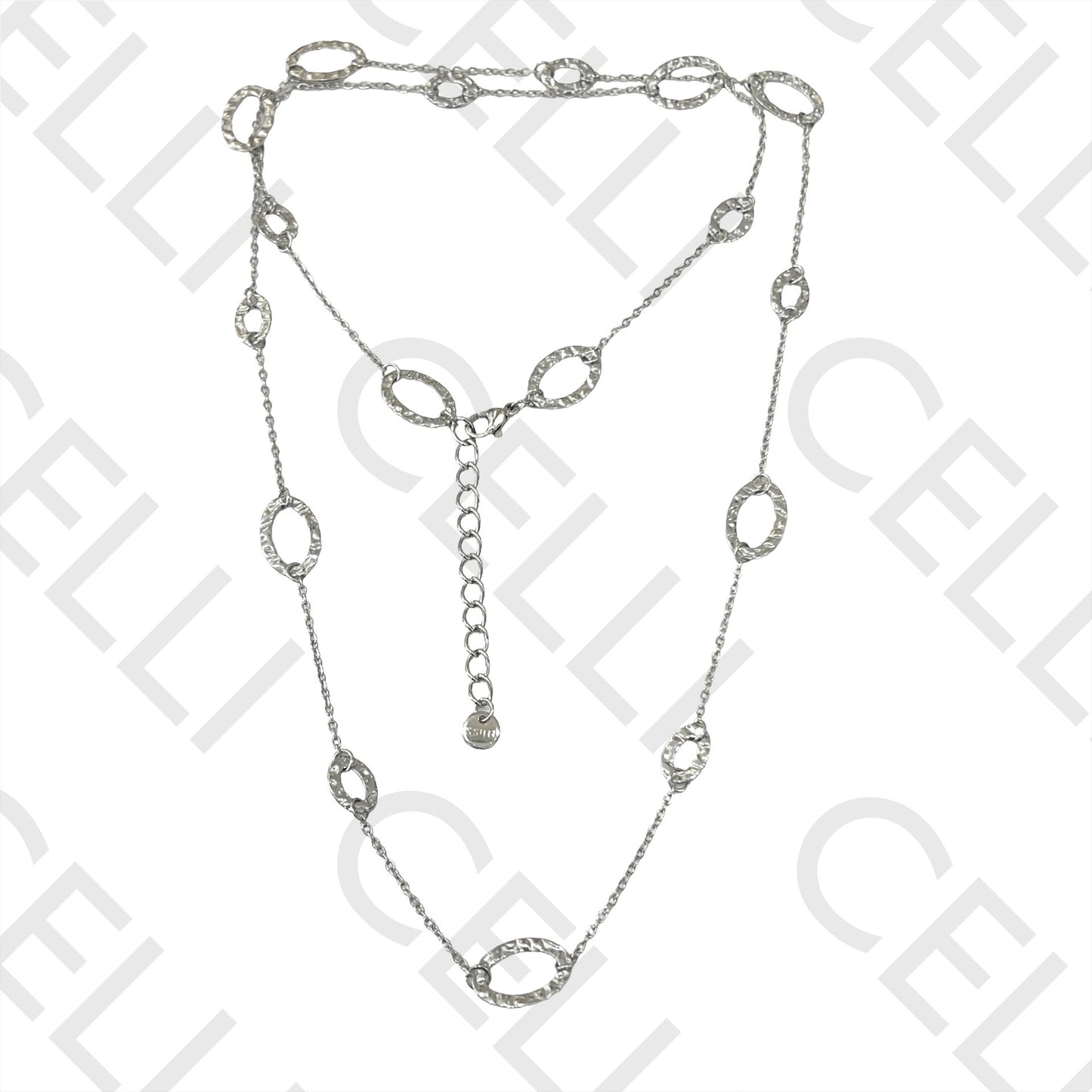 项链/手链/耳环 - 锤打椭圆形不锈钢