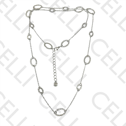 项链/手链/耳环 - 锤打椭圆形不锈钢