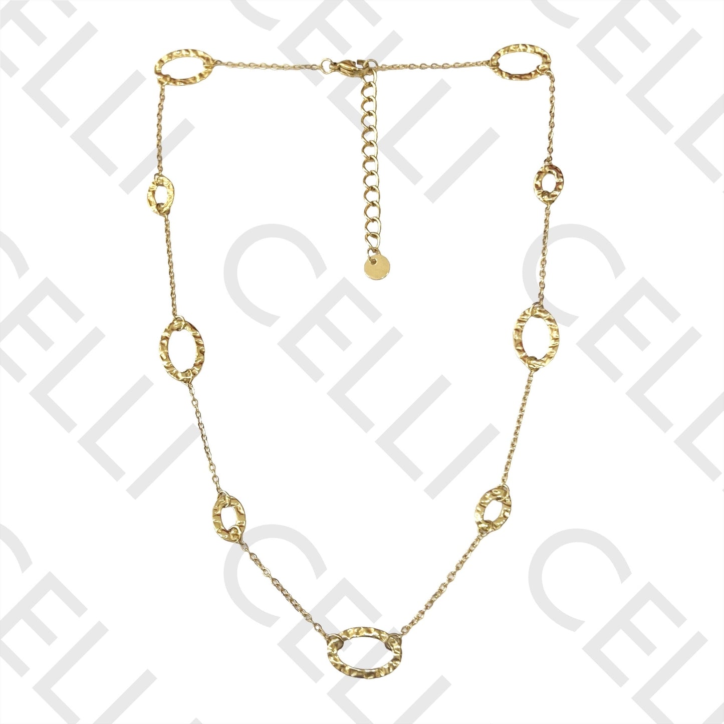 项链/手链/耳环 - 锤打椭圆形不锈钢