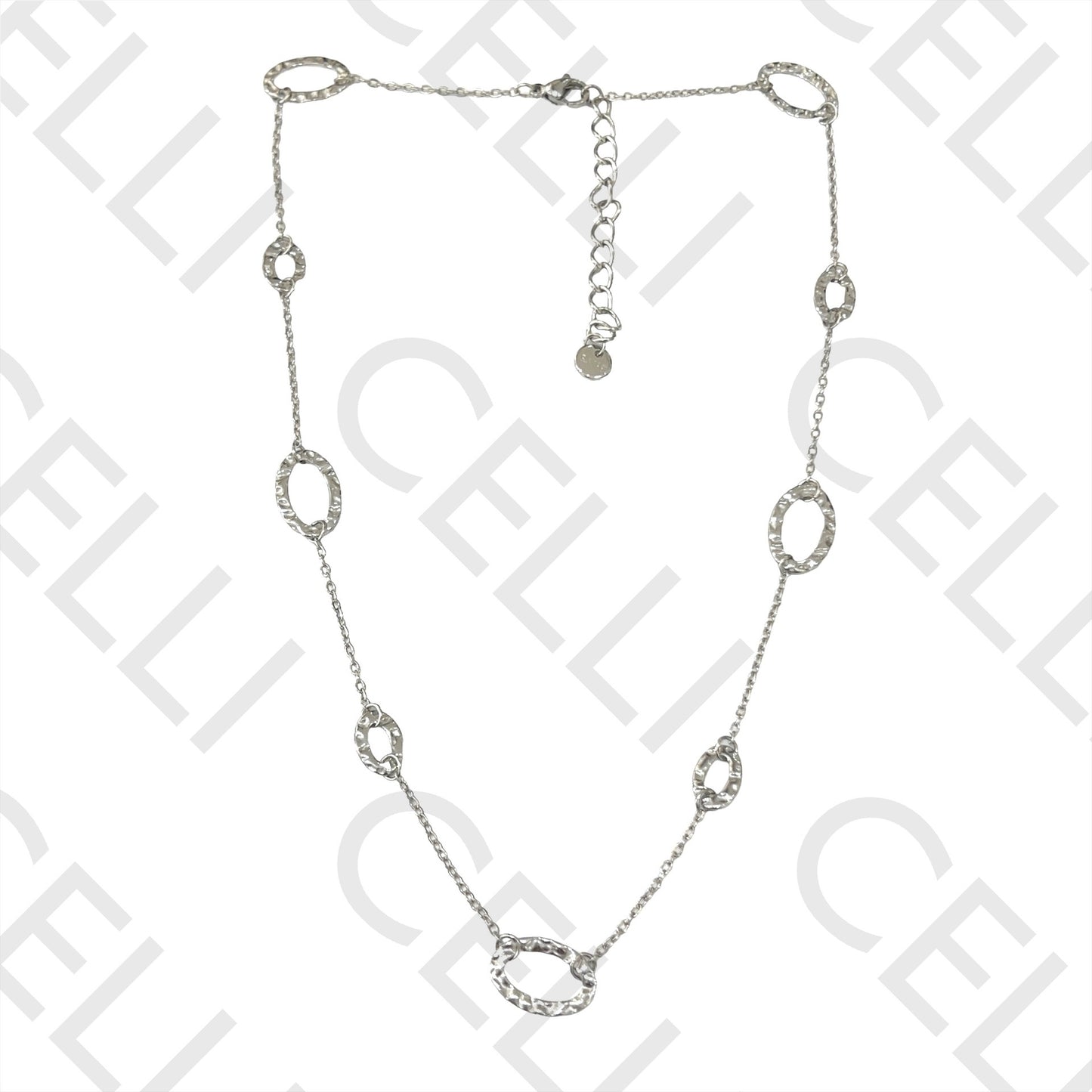 项链/手链/耳环 - 锤打椭圆形不锈钢