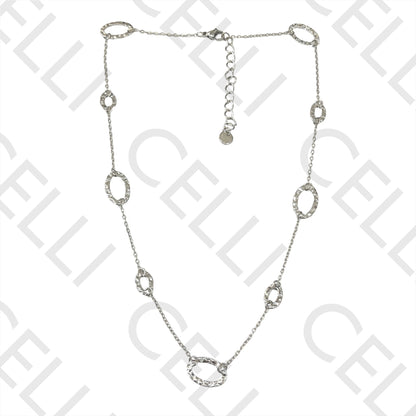 项链/手链/耳环 - 锤打椭圆形不锈钢