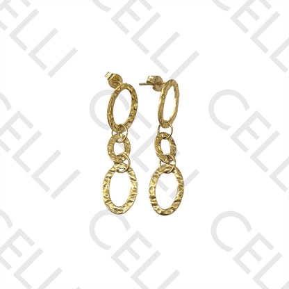 项链/手链/耳环 - 锤打椭圆形不锈钢