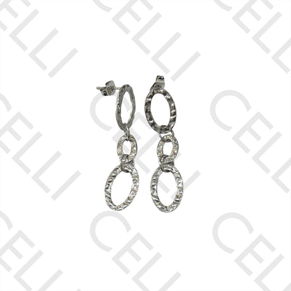 项链/手链/耳环 - 锤打椭圆形不锈钢