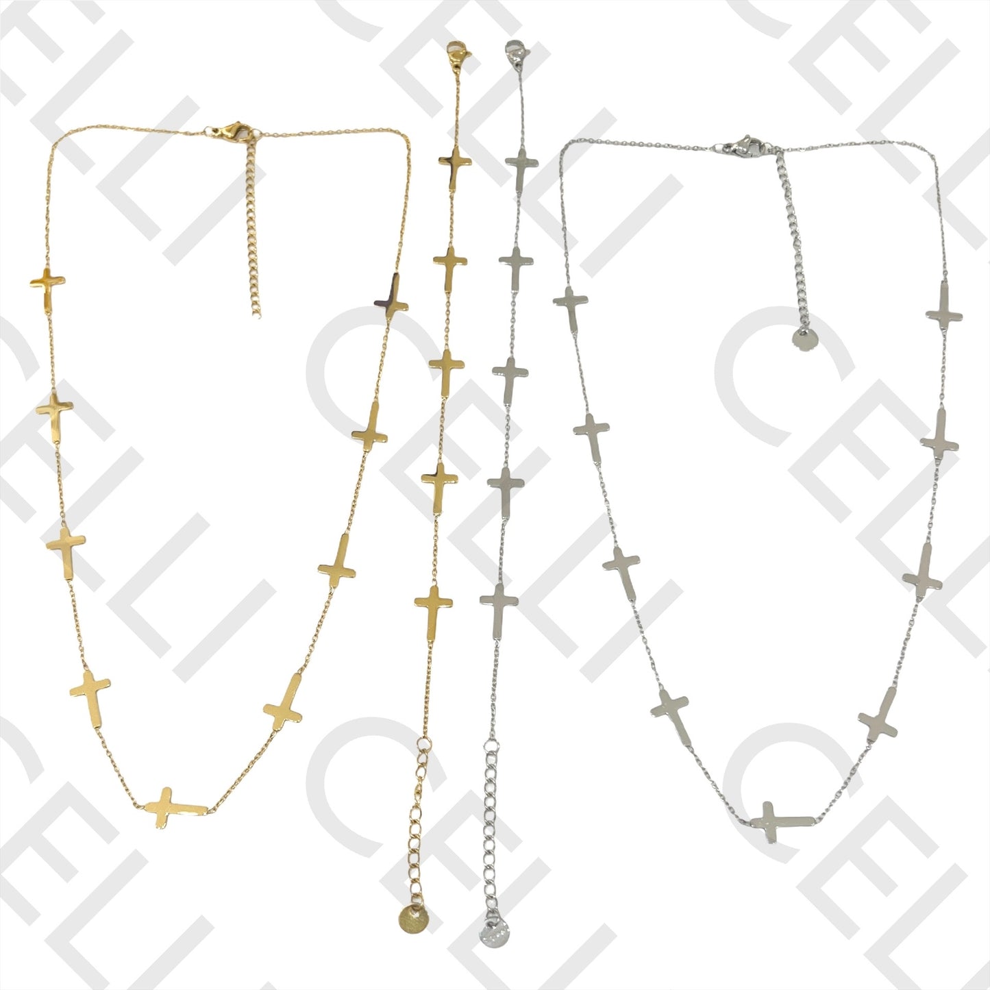 不锈钢项链/手链 - 十字间隔