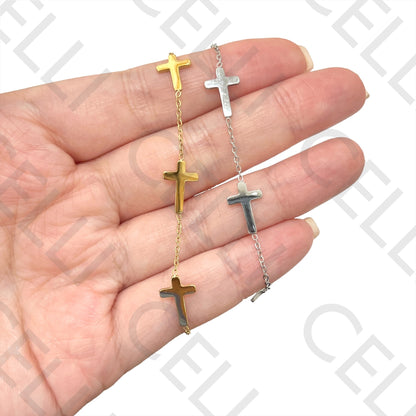 不锈钢项链/手链 - 十字间隔