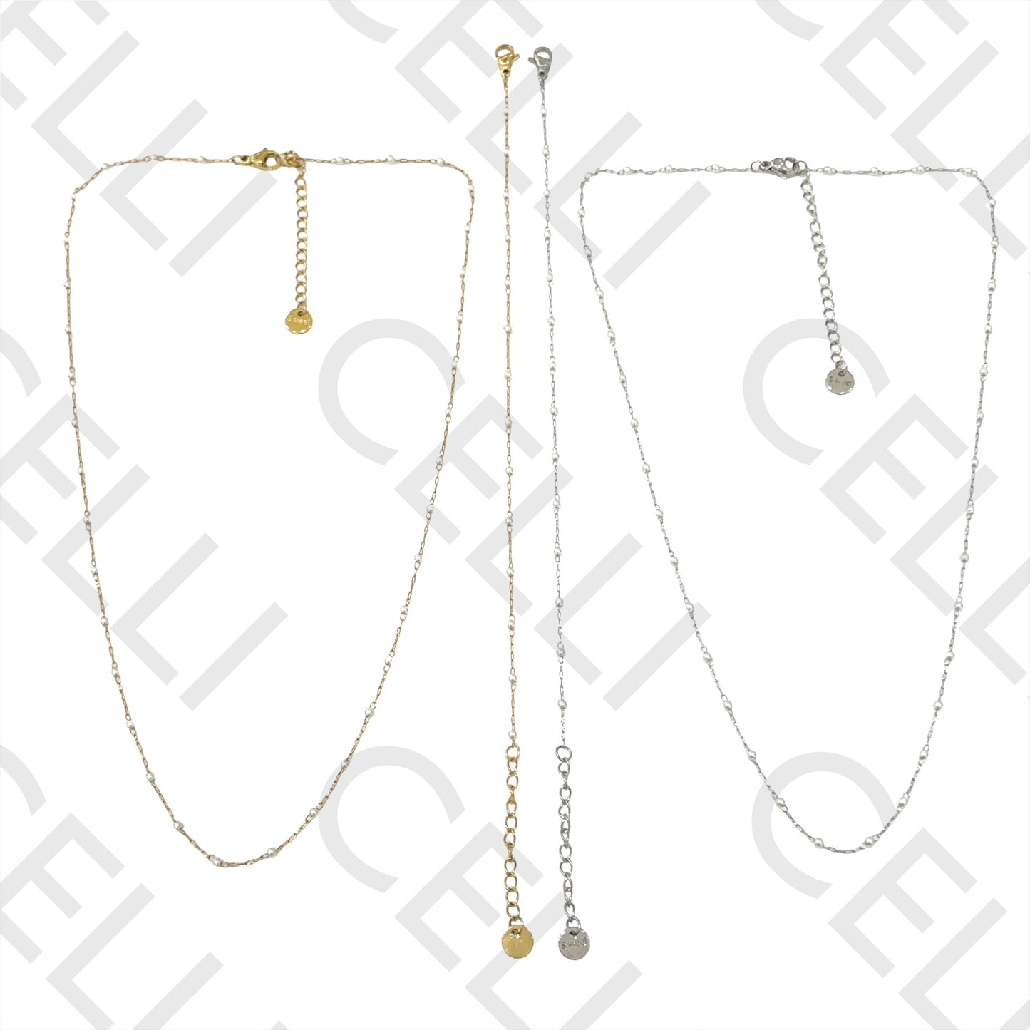 不锈钢项链/手链 - 细珍珠