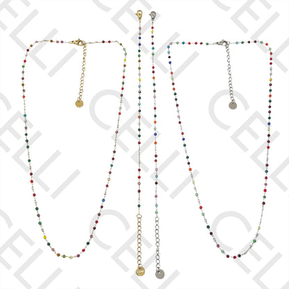 Collar / Pulsera de acero - cristales facetados