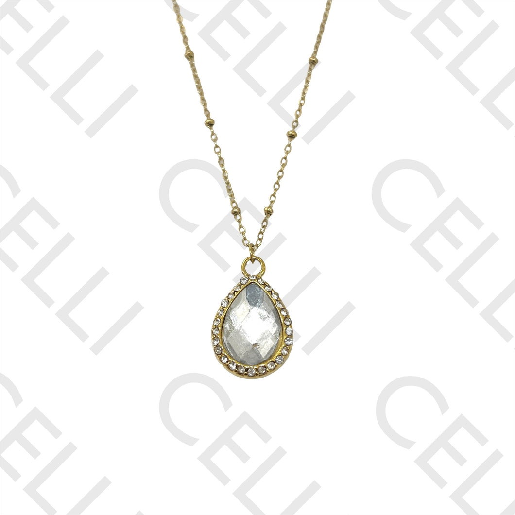 Collar de Acero - Gota con diamantes