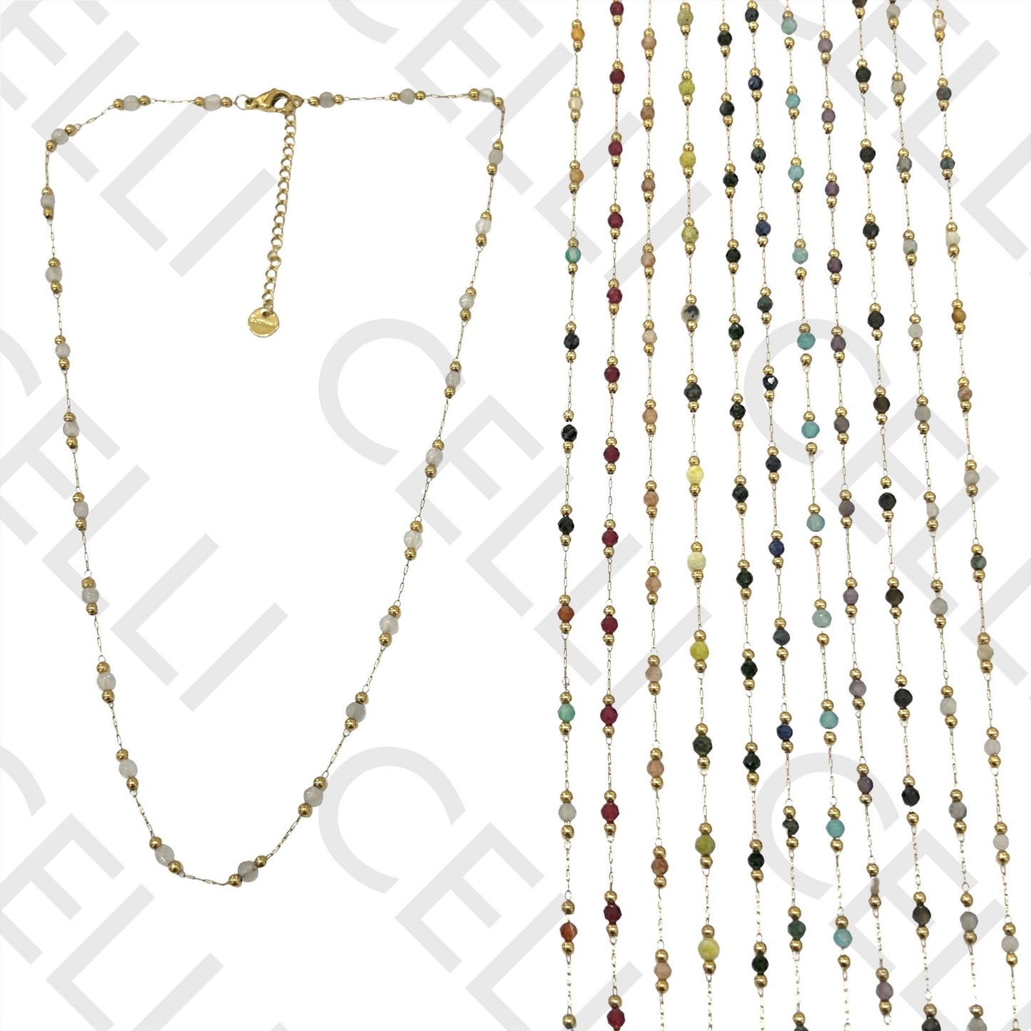 不锈钢项链/手链 - 天然宝石（焊接环）