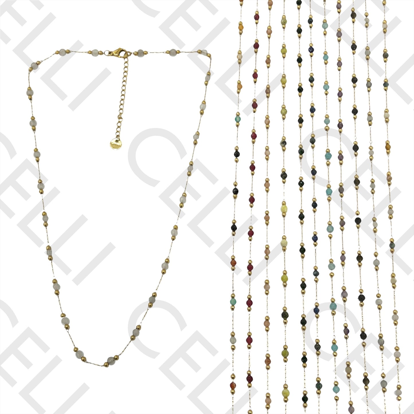 不锈钢项链/手链 - 天然宝石（焊接环）