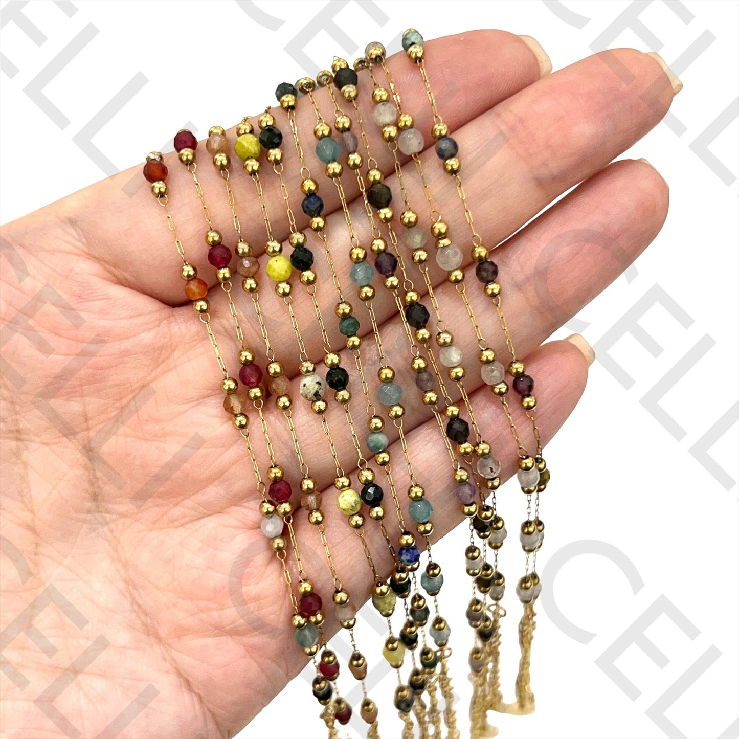 不锈钢项链/手链 - 天然宝石（焊接环）