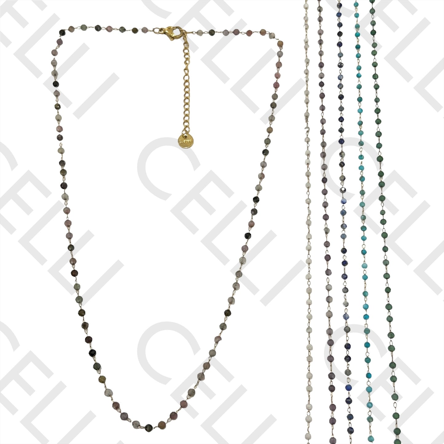 不锈钢项链 - 天然宝石（焊接圈）