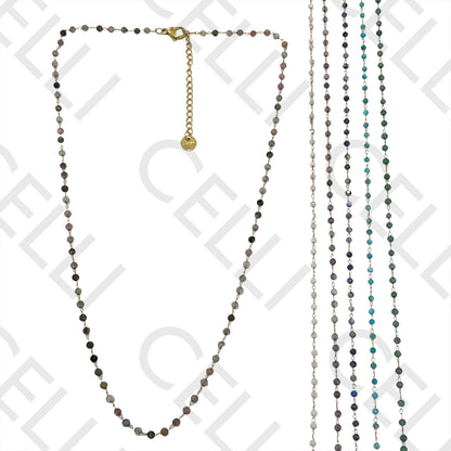 不锈钢项链 - 天然宝石（焊接圈）