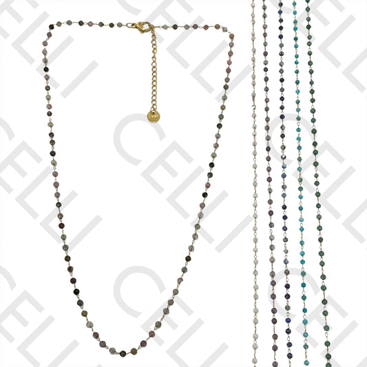 不锈钢项链 - 天然宝石（焊接圈）