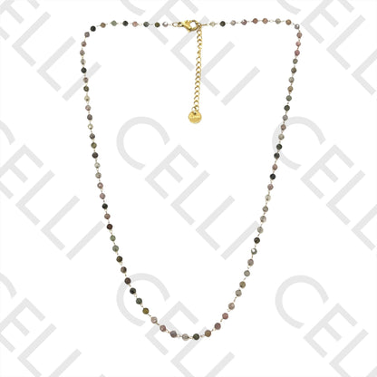 不锈钢项链 - 天然宝石（焊接圈）