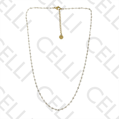 不锈钢项链 - 天然宝石（焊接圈）