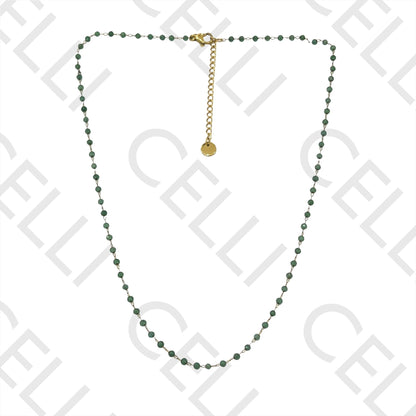 不锈钢项链 - 天然宝石（焊接圈）