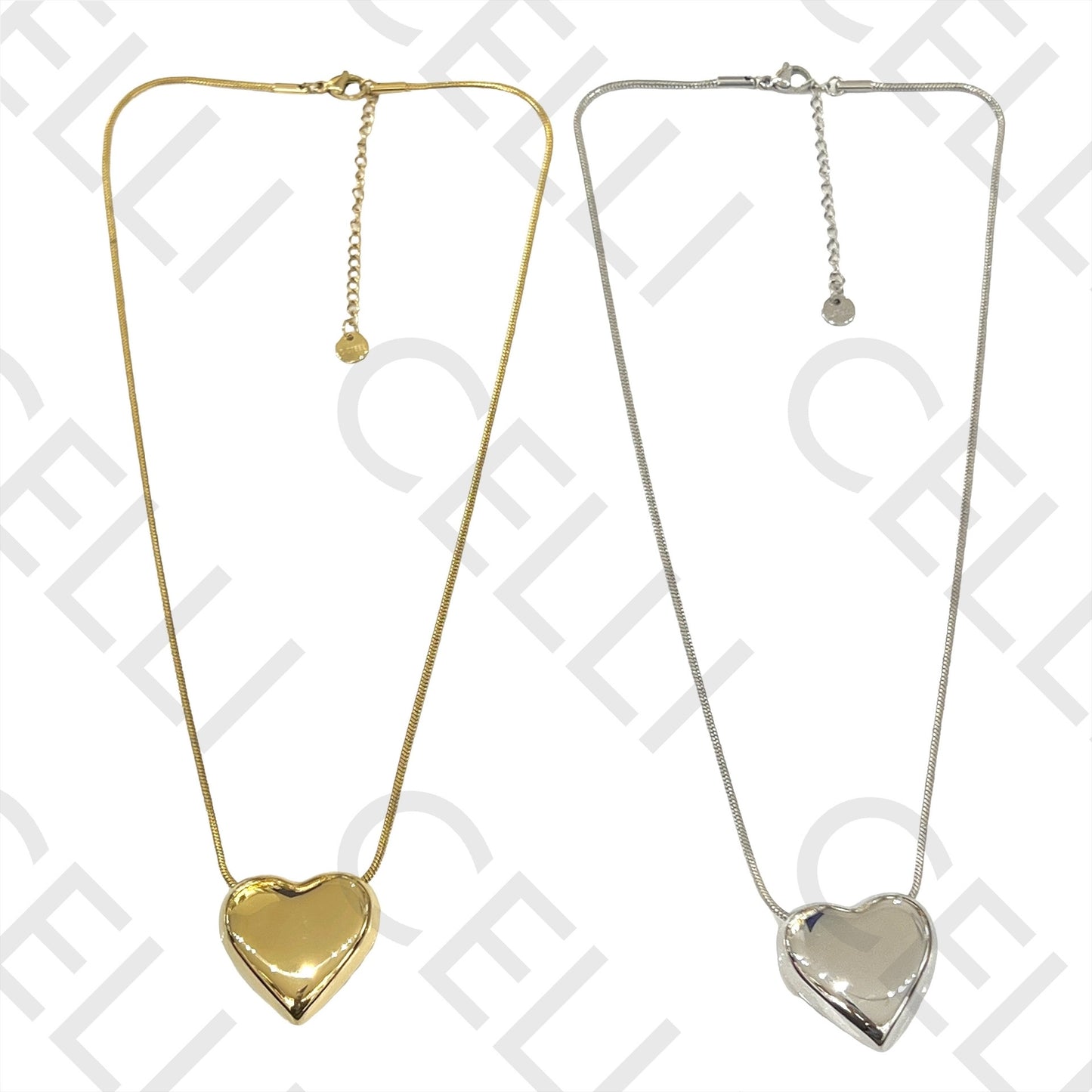 不锈钢项链 - 大型心形吊坠