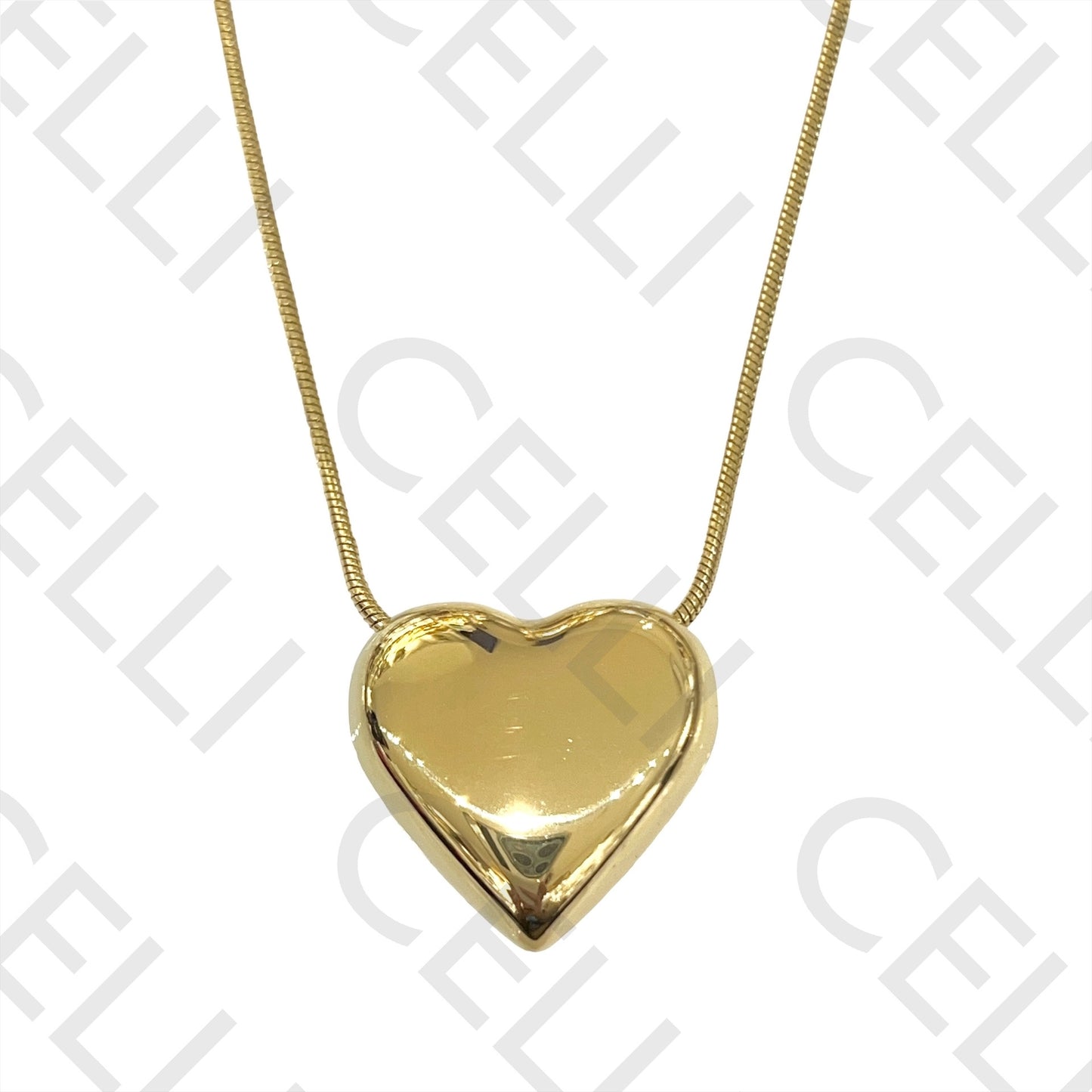 不锈钢项链 - 大型心形吊坠