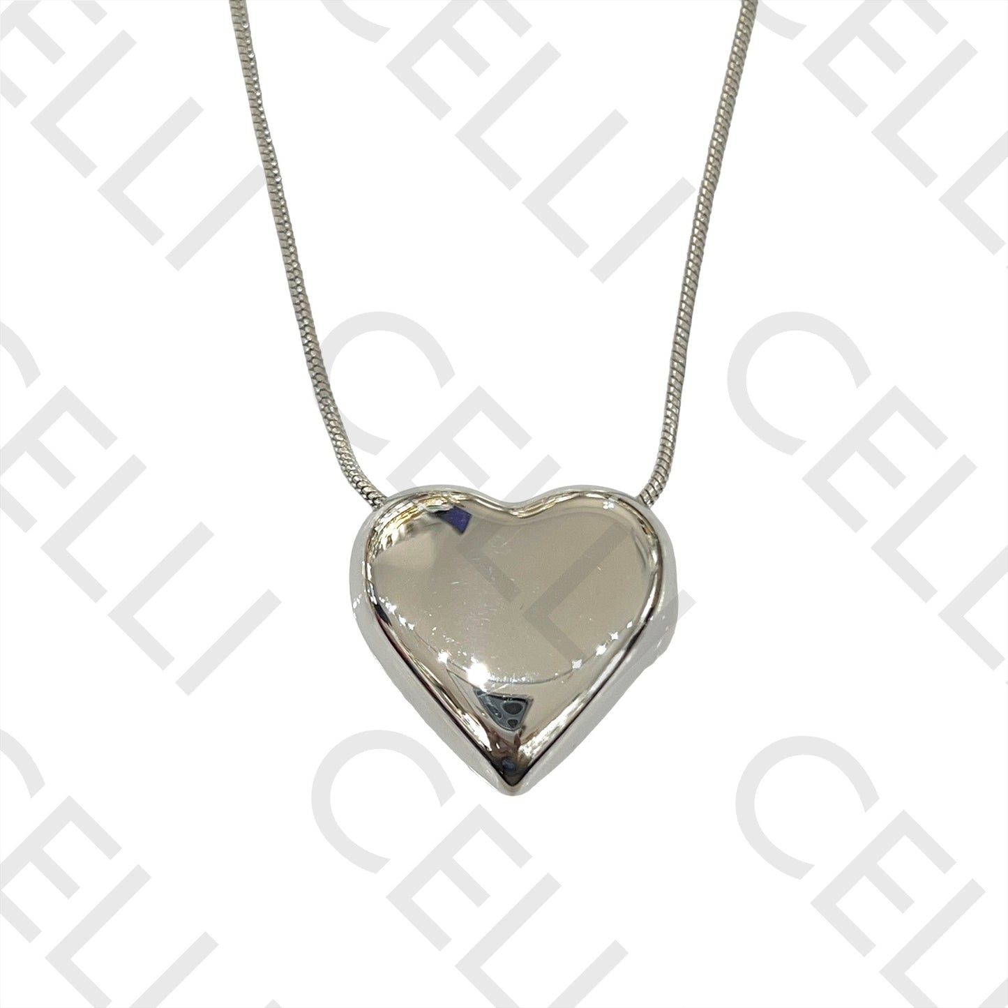 不锈钢项链 - 大型心形吊坠