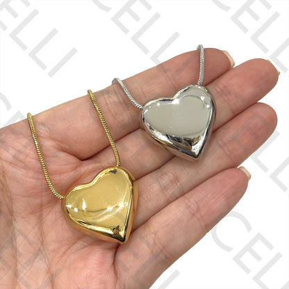 不锈钢项链 - 大型心形吊坠